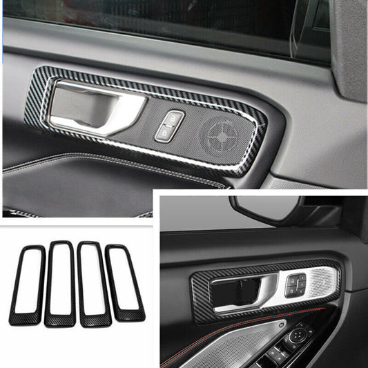 for Ford Explorer 2020-2023 Carbon Fiber ABS Inner Door Handle Bowl Frame Cover