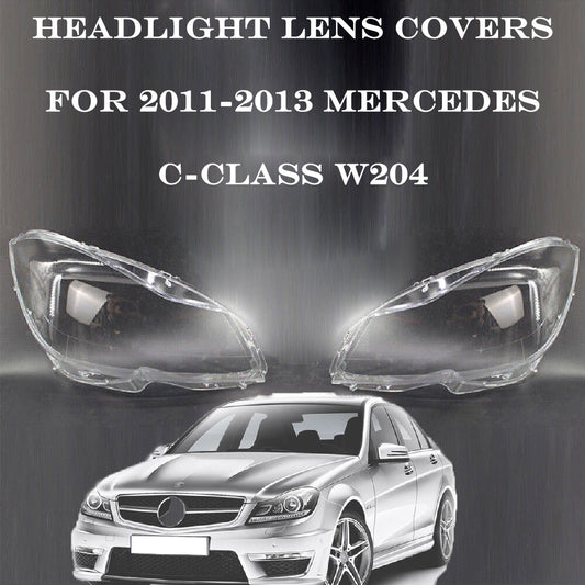 Transparent headlight lens cover LH + right grip for 2011-2013 for Mercedes C-Class W204