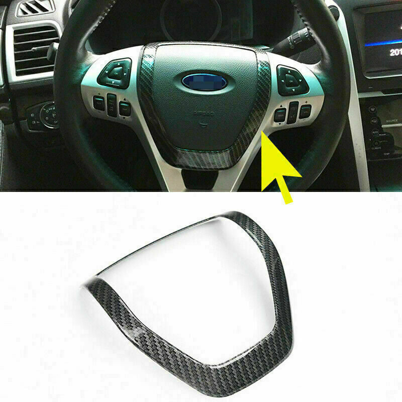 for Ford Explorer 2013-2018 ABS Carbon Fiber Car Steering Wheel Frame Cover Trim