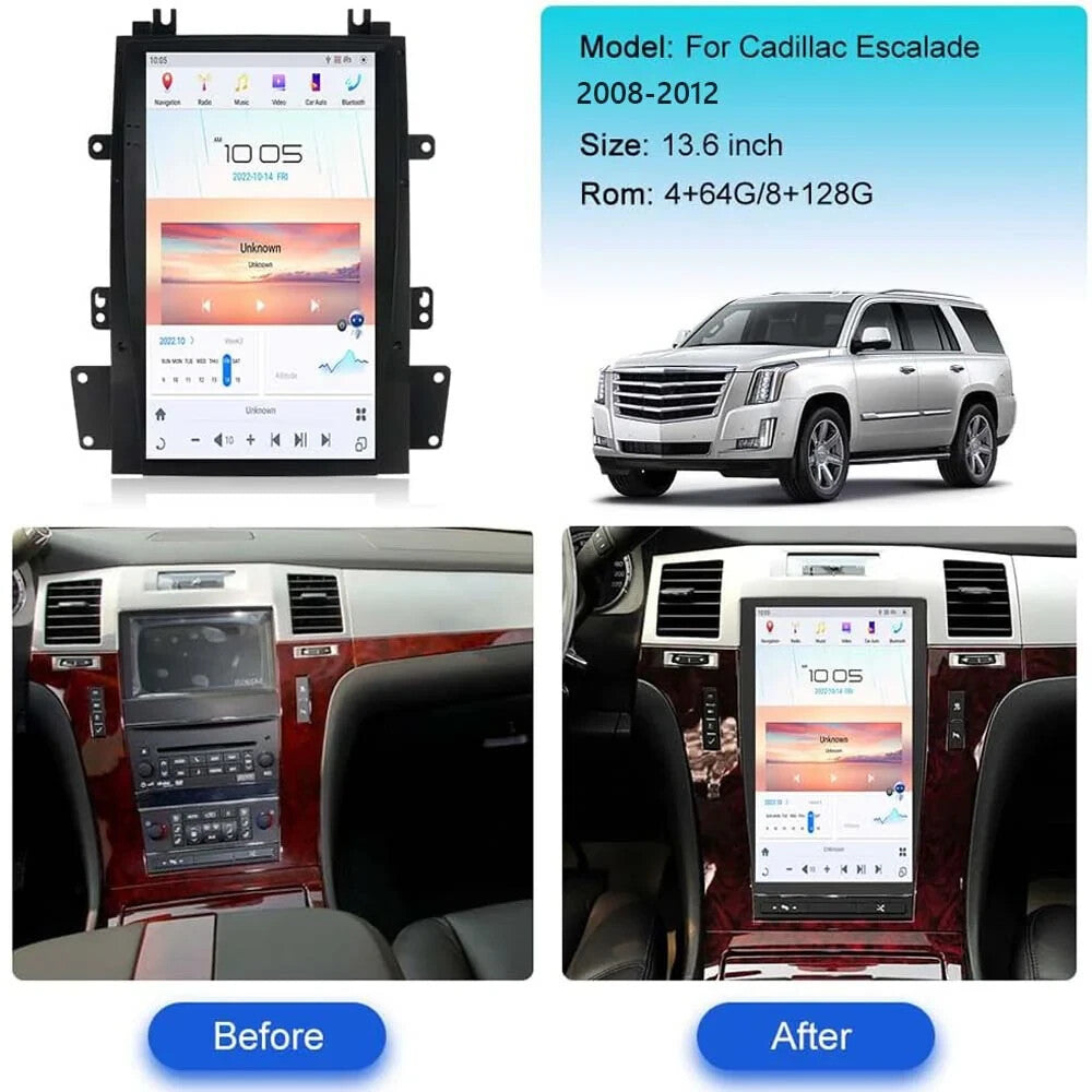 13.6 Android Navigation Car Gps Stereo for Tesla Style for Cadillac for Escalade 07~14