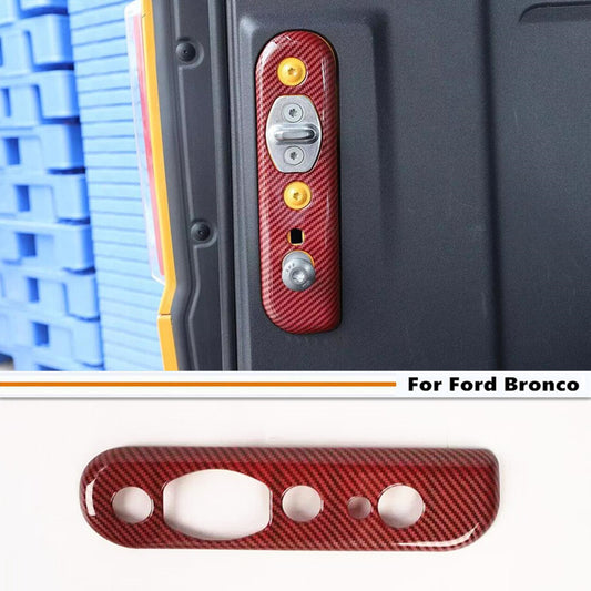 Suitable for 21-24 for Ford for Mustang Red Carbon Rear Trunk Cargo Tailgate Lock Panel Cover Trim