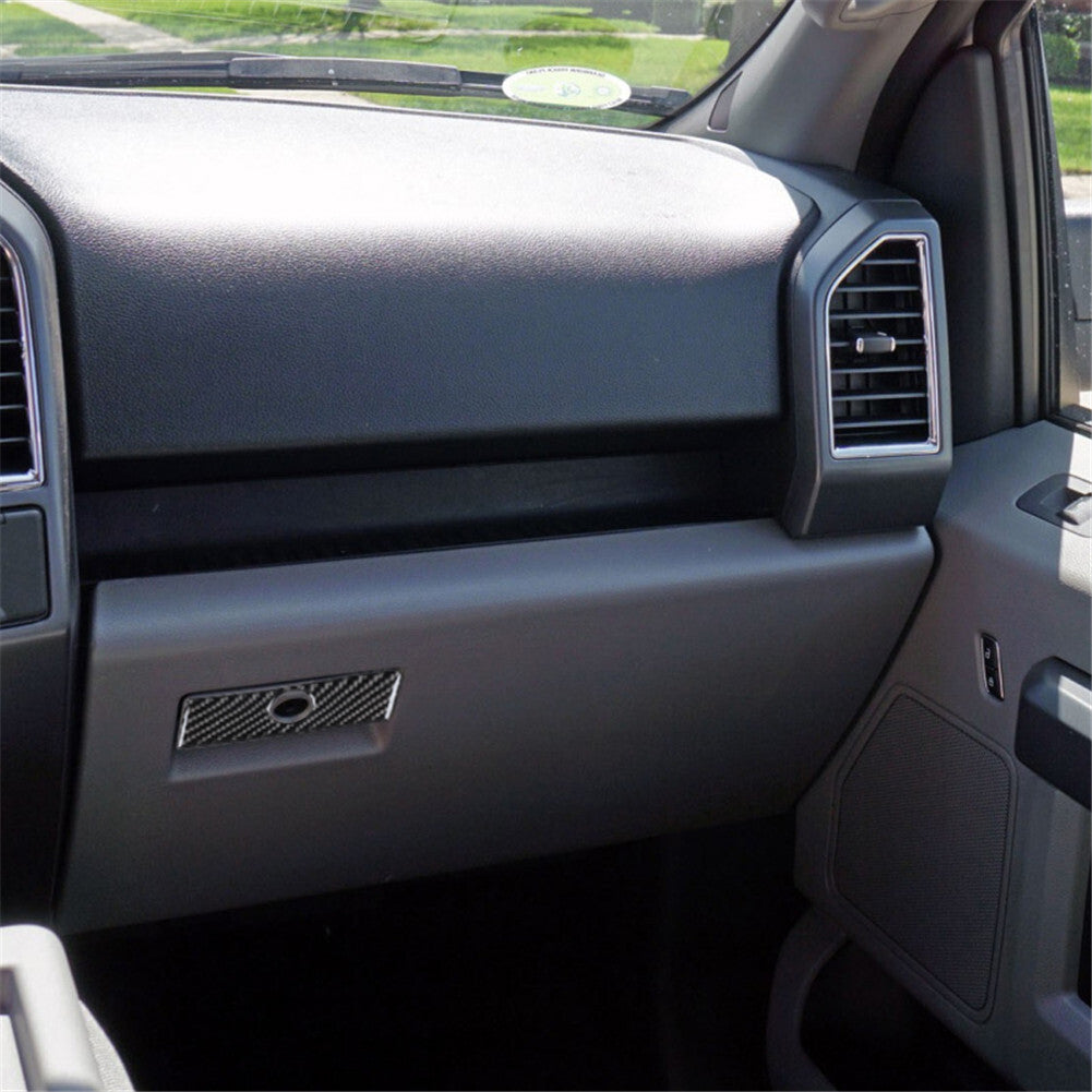 Carbon Fiber Interior Glove Storage Box Handle Trim Cover for Ford F-150 2015