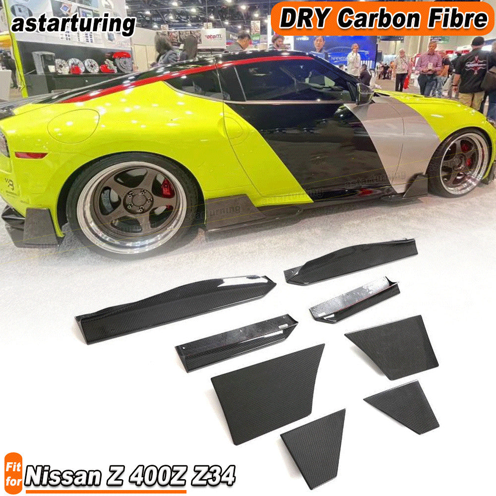 for Nissan Z 400Z Z34 2023UP DRY CARBON Side Skirts Extension Lip Panel Spoiler