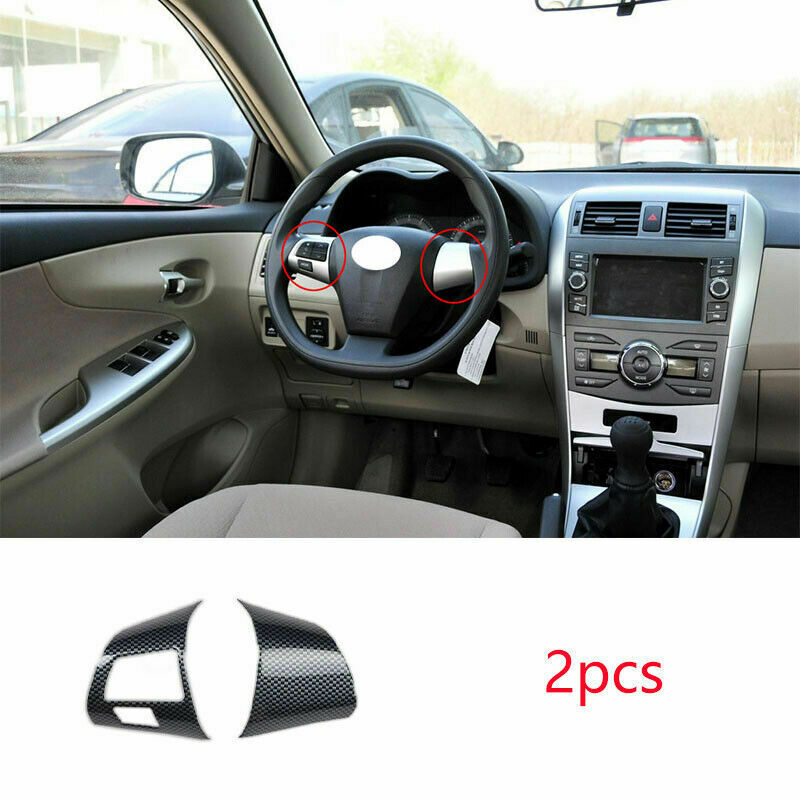 for Toyota for Corolla 2007-2013 Carbon Fiber Inner Steering Wheel Button Cover Trim