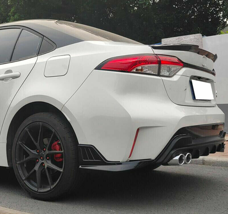 2X for Corolla Sedan 2019-2023 Glossy Black Rear Bumper Lip Side Skirt Splitters