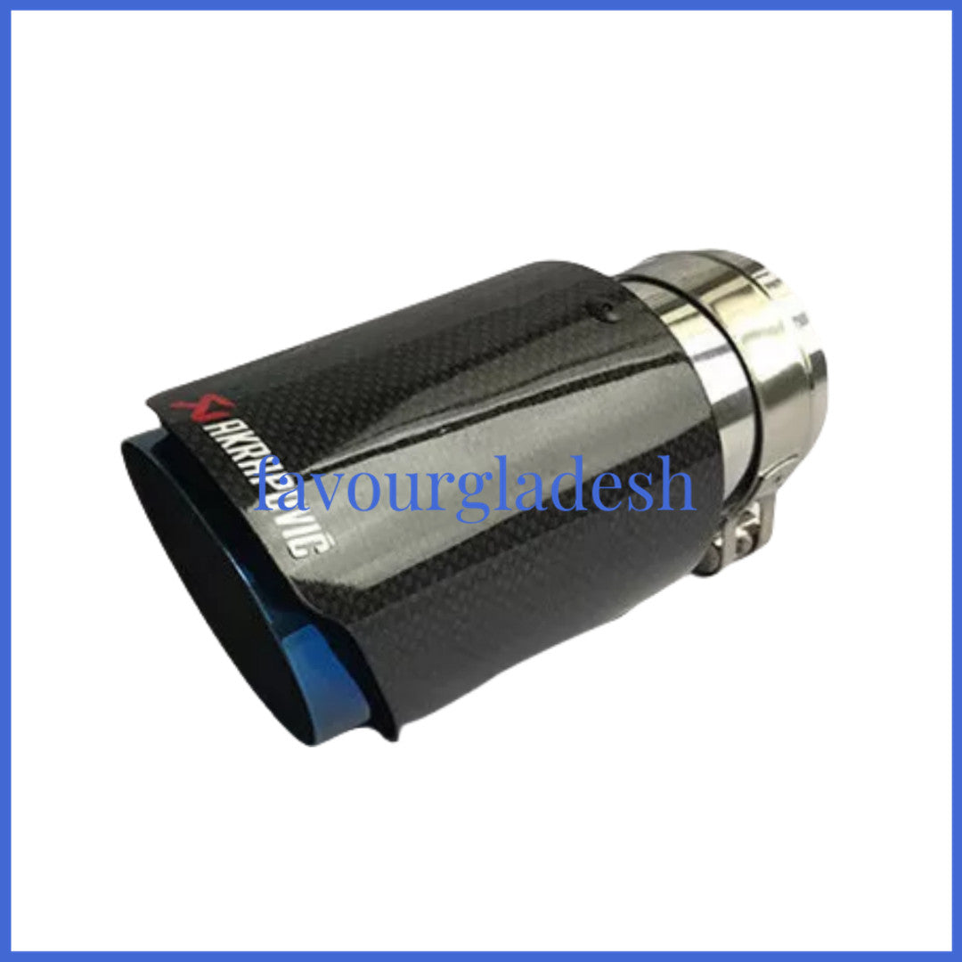 1X 3.0 76mm  4.0101mm Akrapovic Glossy Carbon Fiber Exhaust tip Blue End pipe