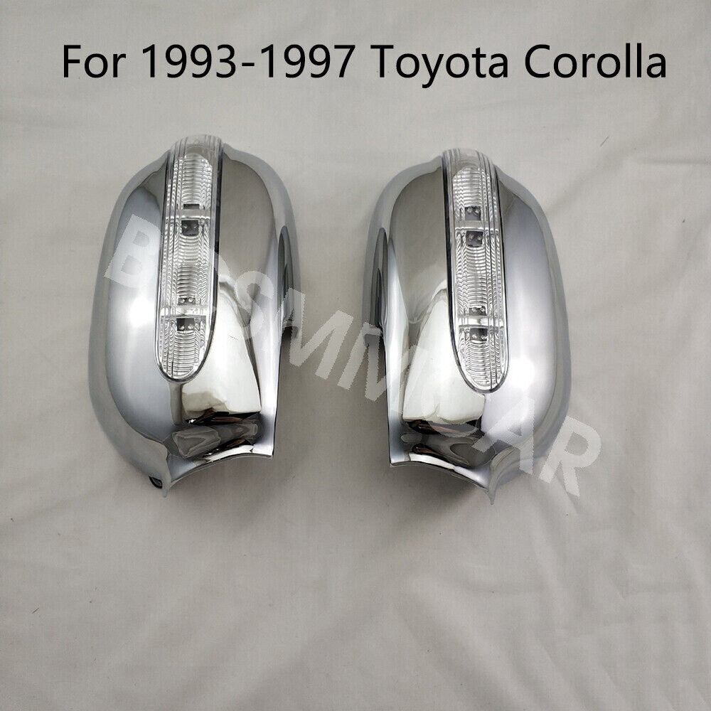 Car LED Side Rearview Mirror Cover 1 Pair ABS Chrome Protector Cap Accessories