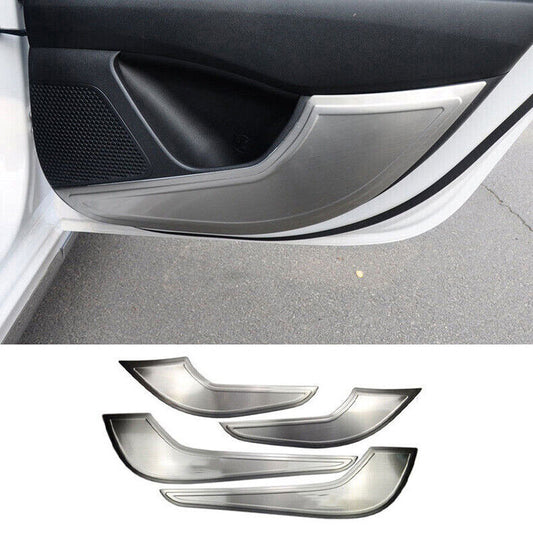 for Hyundai for Elantra 2021-2023 Silver Steel Inner Door Anti-kick Panel Cover Trim