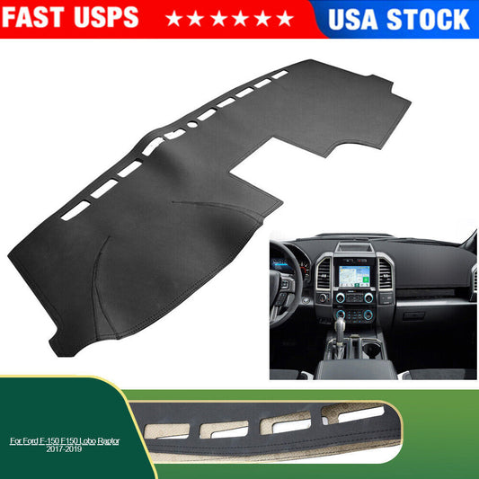 Car Leather Dashboard Cover Pad Dashmat Non-Slip Mat for Ford F150 2017-2019