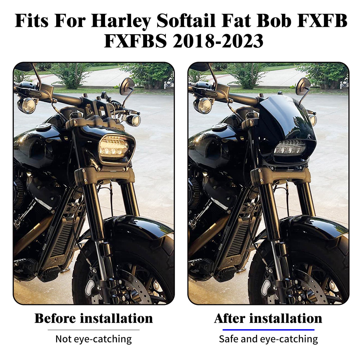 Unpainted Headlight Fairing Mask Cowl Fits for Harley Softail M8 Fat Bob 18-2023