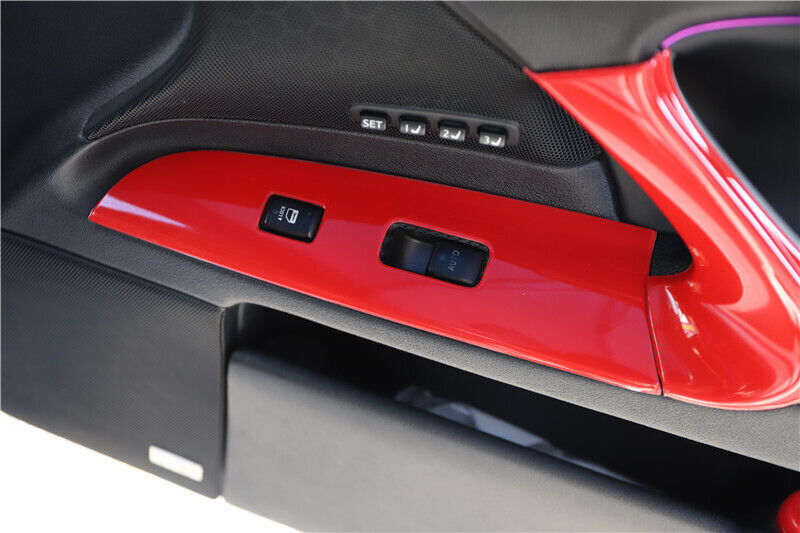Car Glass Window Lifting Lock Panel Trim Fit for Lexus IS 06-11 Bright Red 4PCS