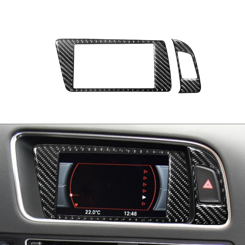 Display Double Flashing Button Trim Cover Carbon Fiber for Audi Q5 2009-2017
