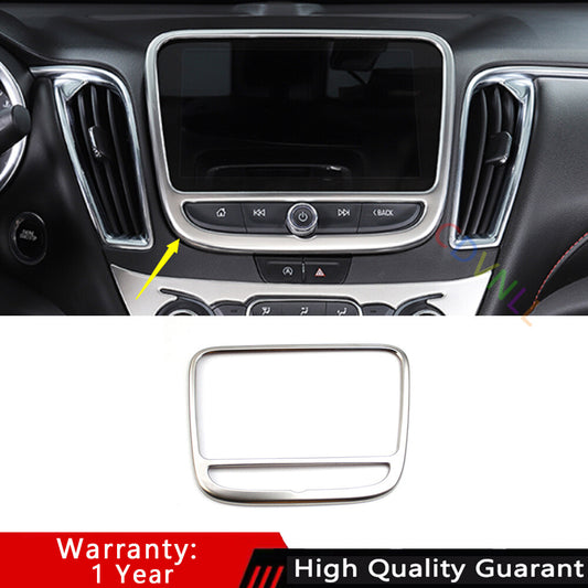 Silver Steel Middle Console Navigation Panel Trim for Chevrolet Malibu 2016-2021