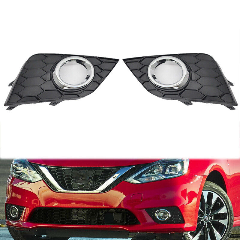 1 Pair for Nissan Sentra 2016-2018 Front Bumper Fog Lamp Frame Bezel Cover