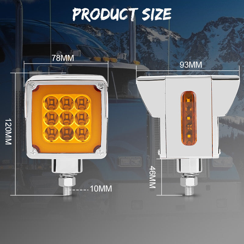 2X 3 Dual Face LED Turn Signal Brake Side Marker Light Truck Trailer Red/Amber