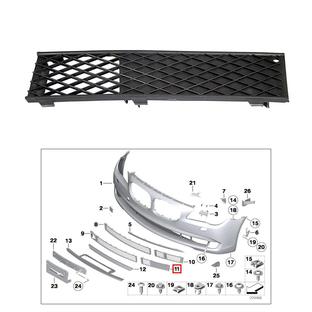 Fits For 7 Series F01 2007- 2012 Bumper Lower Right Grille Black 51117186506