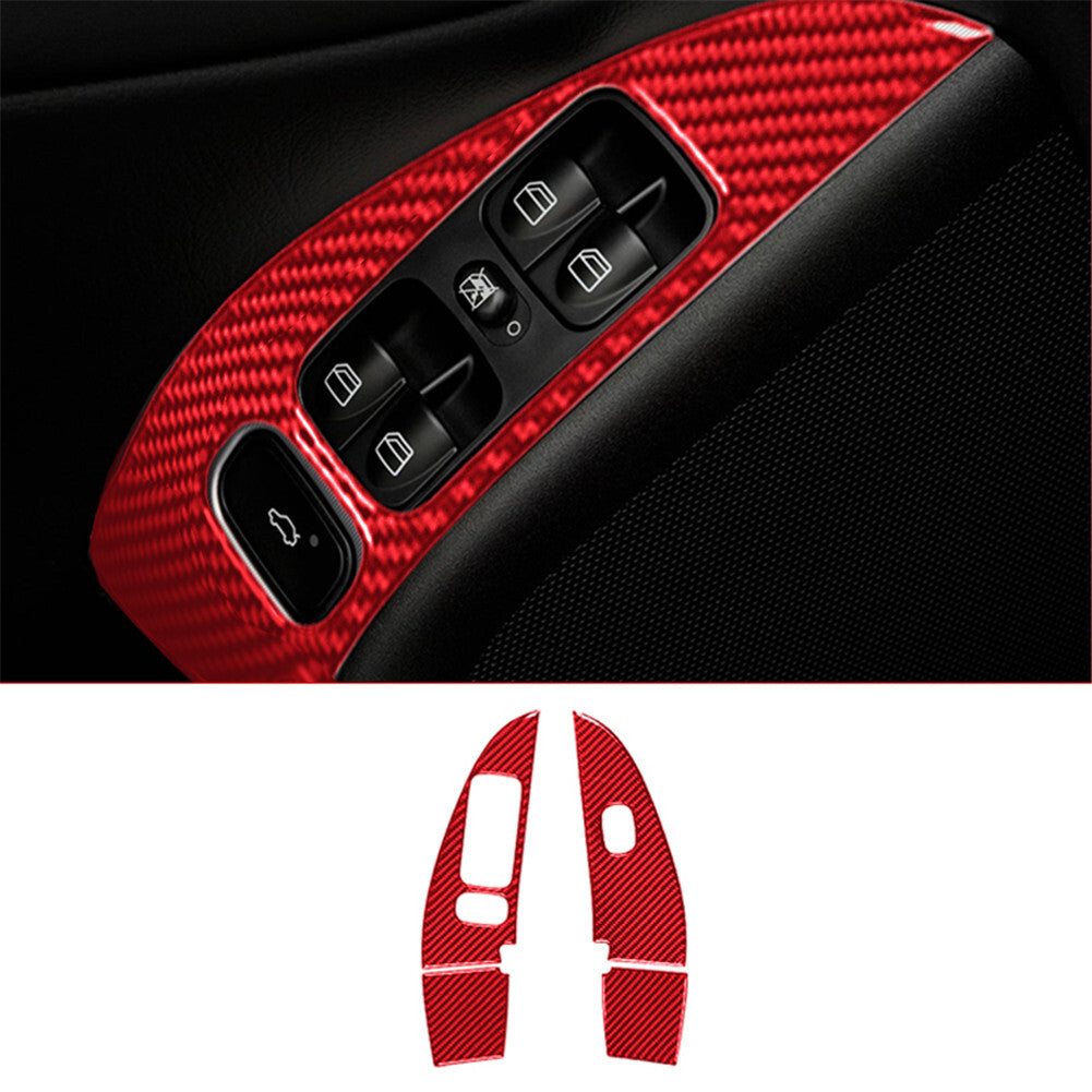 Red carbon fiber interior window control bezel for Mercedes-Benz W203 2005-07
