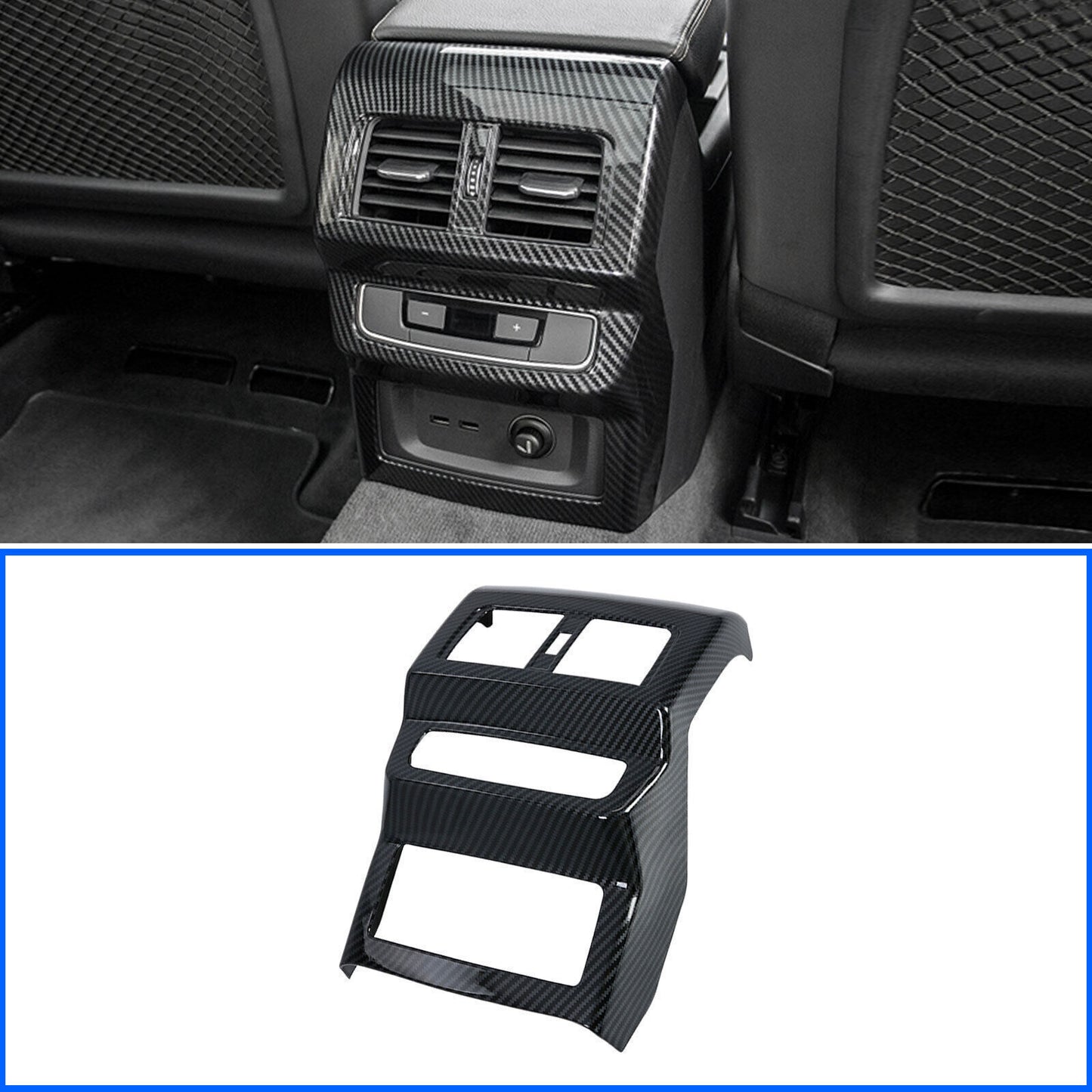 For 2018-2022 for Audi Q5 SQ5 Rear Armrest Box Air Vent Cover Frame Carbon Fiber New