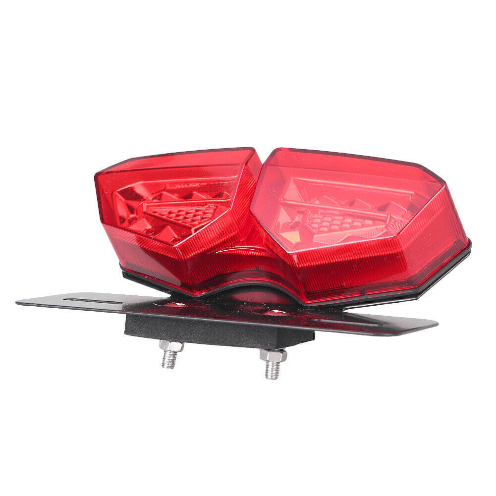 Motorbike Red License Plate Light Yellow Turn Signals Three In One Integrated