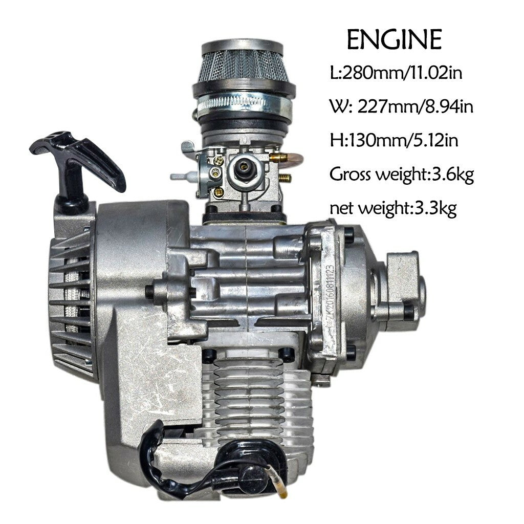 2-stroke 49cc/50cc engine/motor kit for all-terrain vehicles, scooters, minimoto bikes, and more.