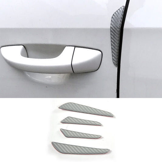 4pcs Anti-Scratch Silver Carbon Fiber Car Door Edge Protector Guards Trims Strip