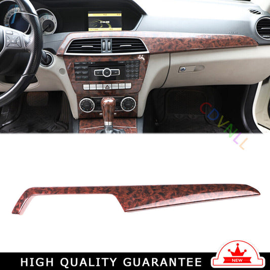 Middle Console Dashboard Strip Trim for Mercedes-Benz C-Class 11-2013 Brown Wood