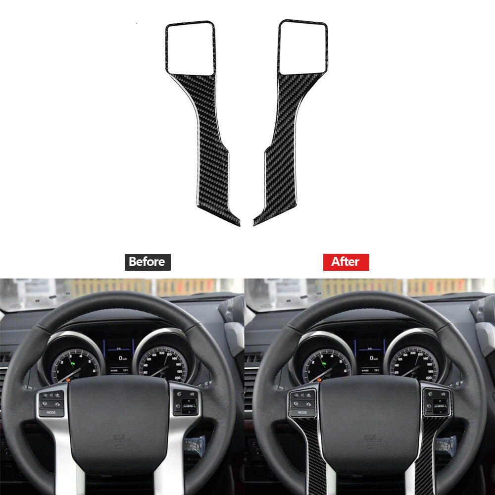 Carbon Fiber Steering Wheel Button Trim for Toyota for Land Cruiser Prado 2010-2018