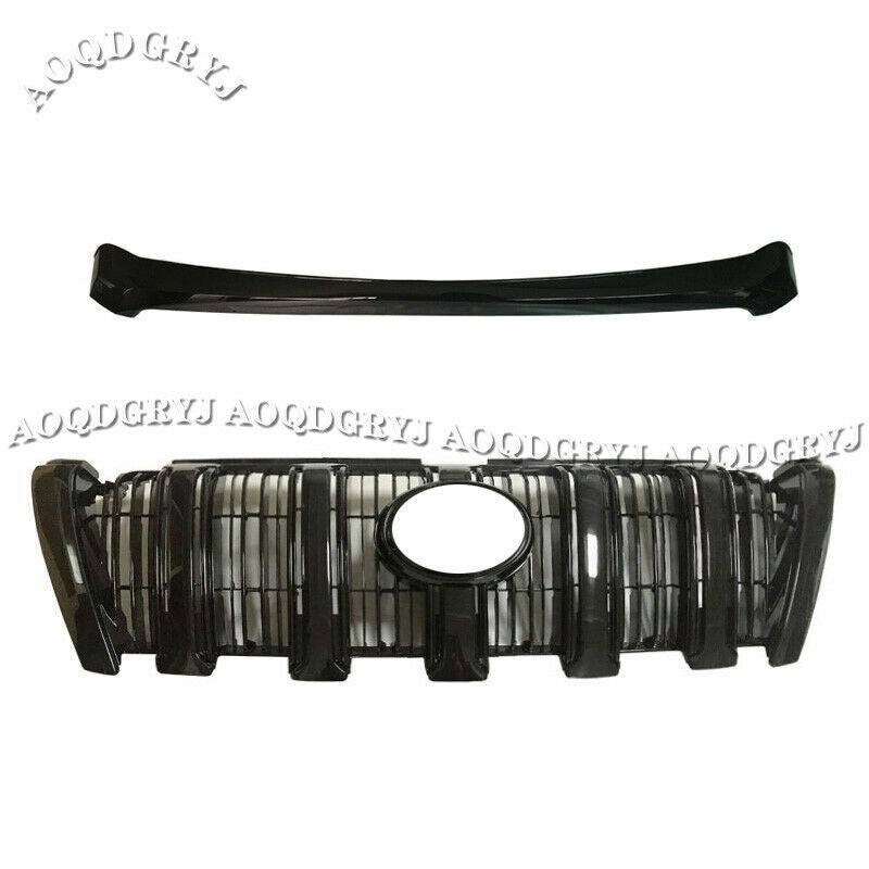 Glossy Black Front Bumper Hood Grille Grill Cover for TOYOTA PRADO 150 2014-2017