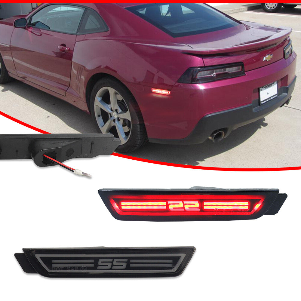 SS Style Red LED Rear Bumper Reflector Side Marker Lights for Chevrolet Camaro 10-15