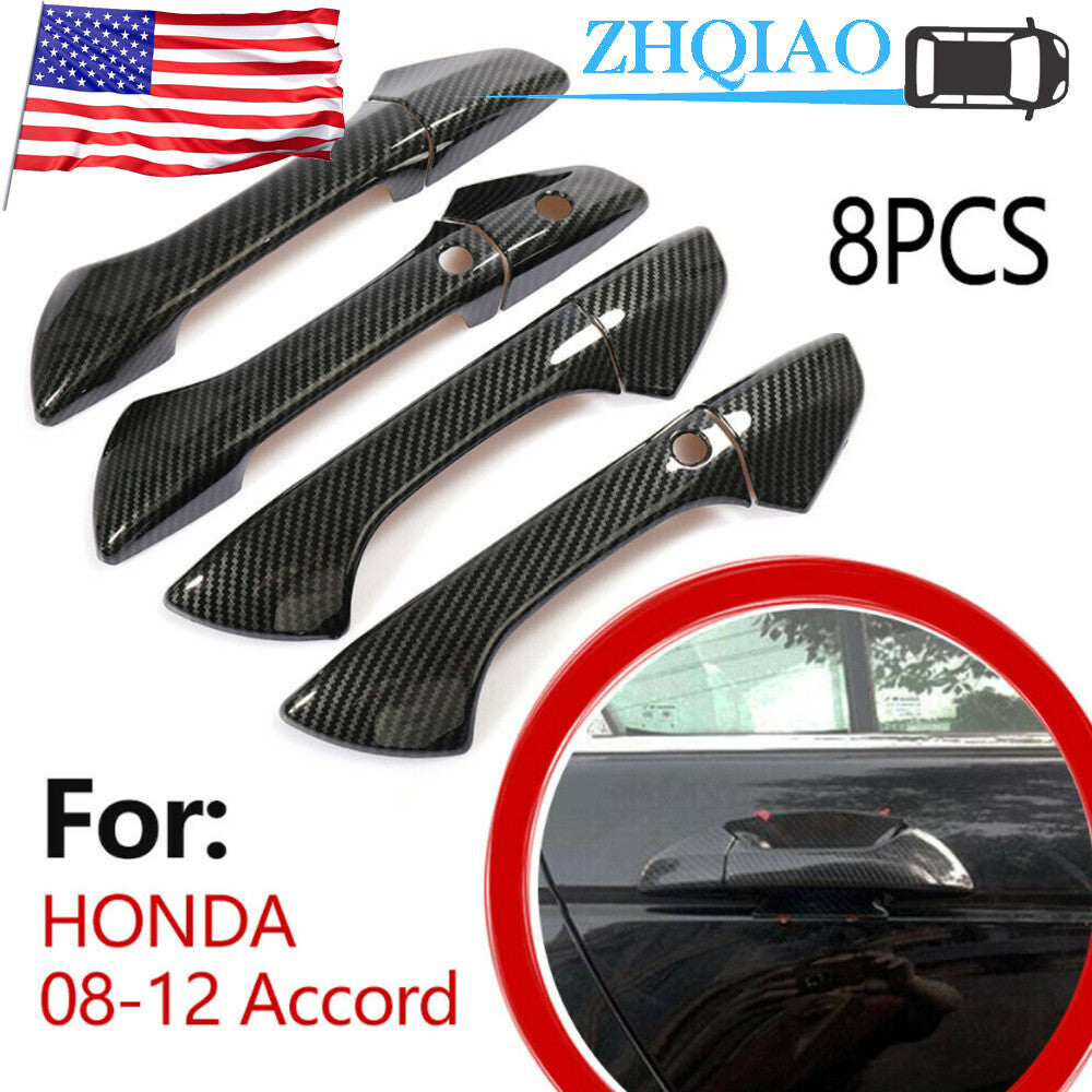 for Honda Accord 2008 - 2012 Carbon Fiber for Smart Door Handle Covers Trims