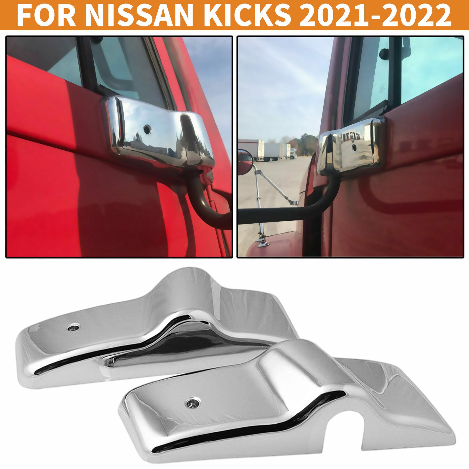 2-Piece L+R Side Chrome Door Mirror Cover Bracket for Freightliner Columbia Century