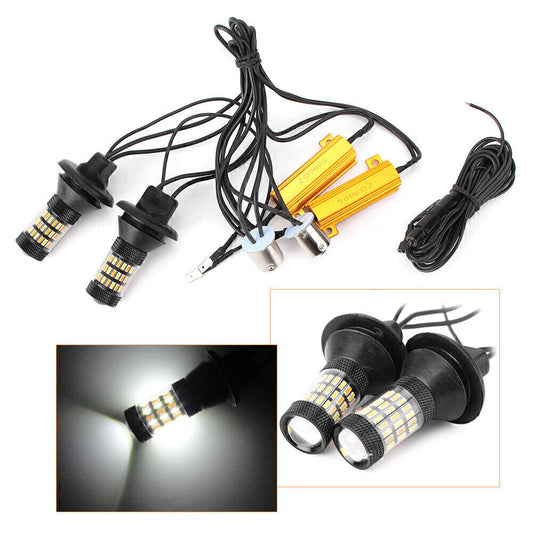 2x No Hyper Flash 1156 P21W Dual-Color Switchback Turn Signal Lights
