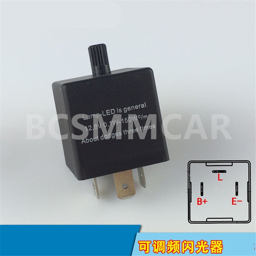 3-Pin Car Flasher Relay Fix Light LED Lamp Turn Signal Hyper Flash Adjustable