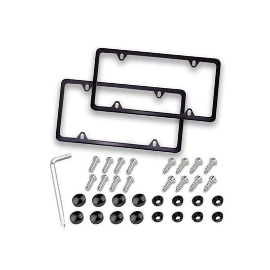 Car license plate frame cover cap rear boot ultra-thin metallic black for Subaru