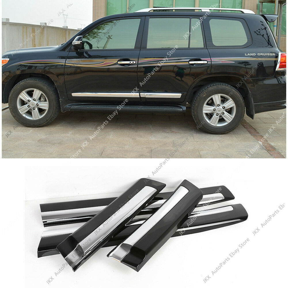 for Toyota for Land Cruiser LC200 2008-2021 Black+Chrome Door Body Molding Trim New