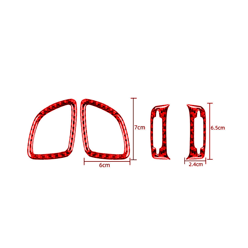 4Pcs Red Carbon Fiber Air Conditioning Vent Trim for Subaru Forester 2009-2013