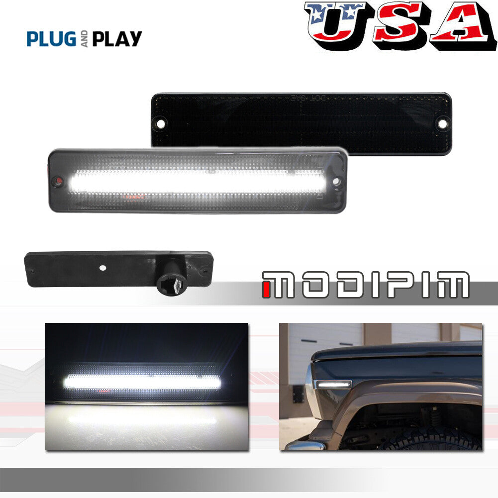 White LED F/R side marker lights for Jeep CJ5, CJ6, CJ7, CJ8, SJ Wagoneer, J10, J20