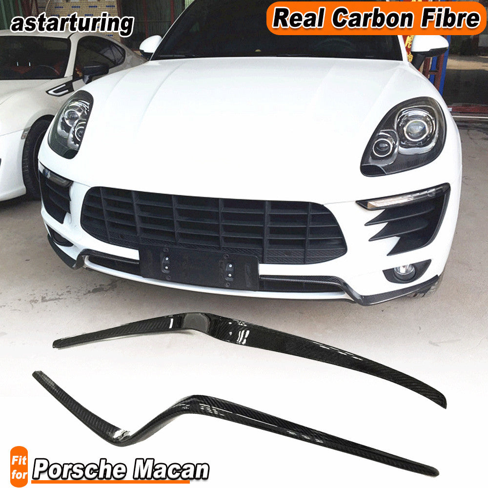 Fit for Porsche Macan 2014-2017 REAL Carbon Front Bumper Fins Fender Vent Wing