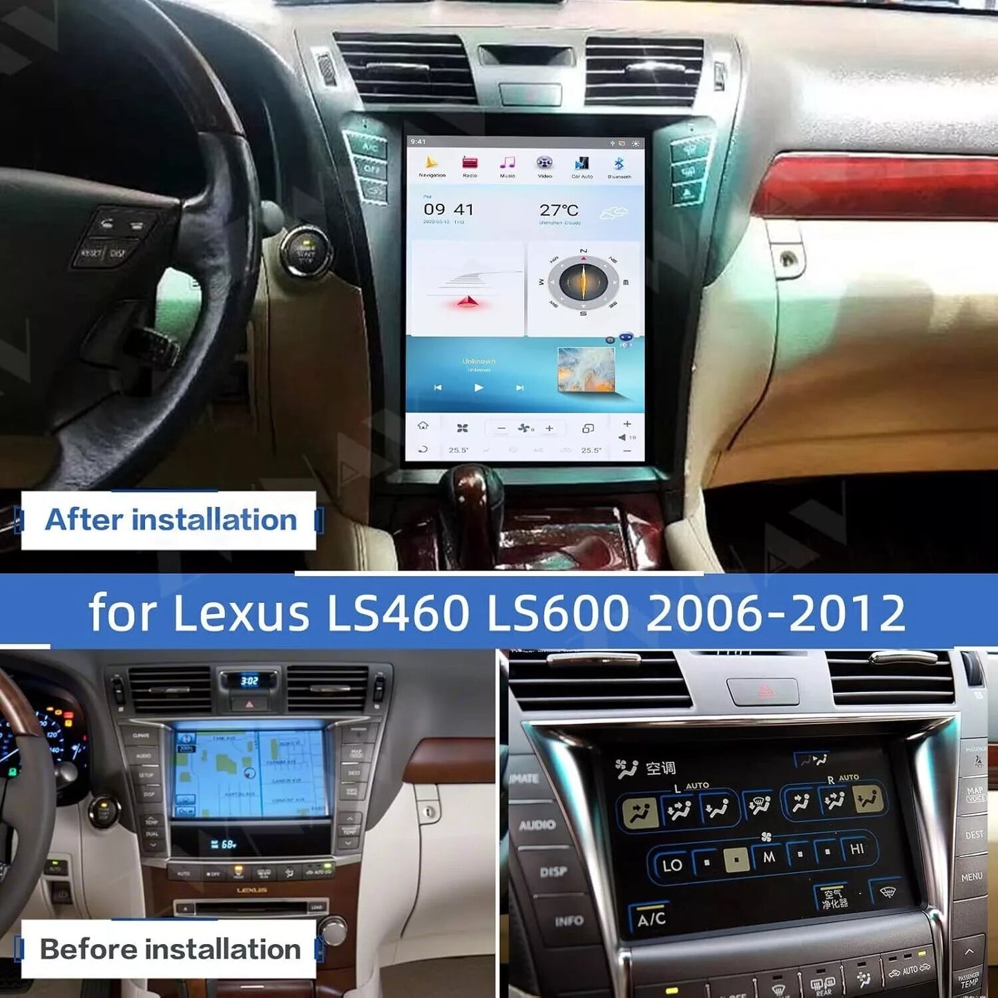 12.1 Android Navigation Car Gps for Tesla Style for Lexus Ls460 Ls600h 09~12 Radio