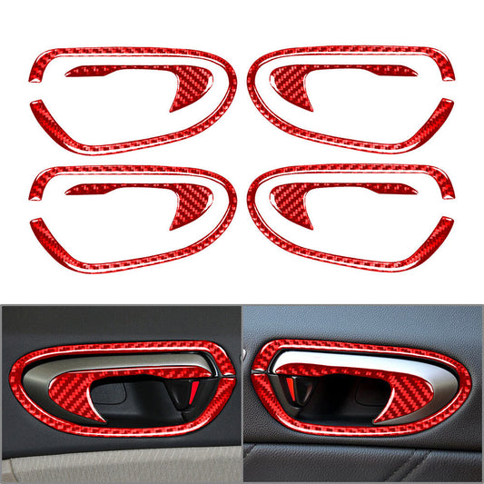 Carbon Fiber Interior Door Handle Bowl Trim Red for Honda for Civic 8th Gen 2006-11