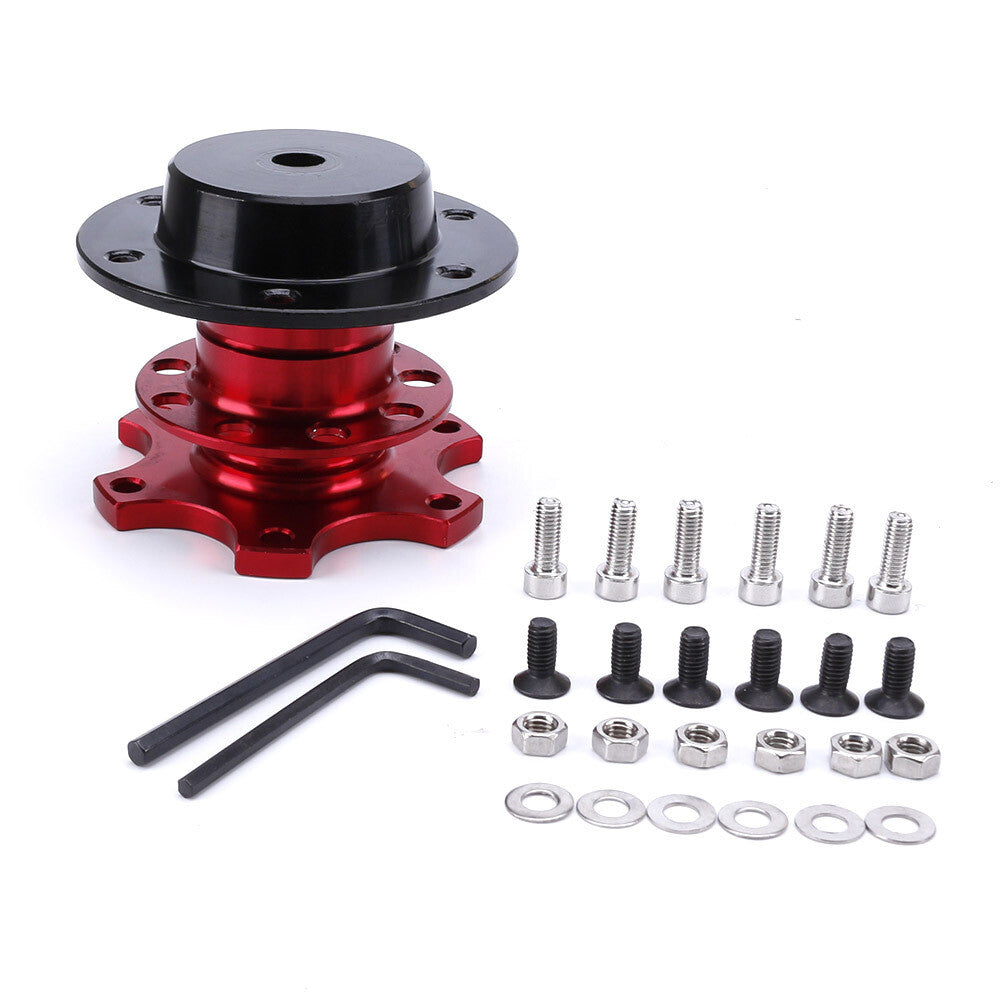 Red Universal Steering Wheel Quick Release Hub Adapter 6 Hole Snap Off Boss Kit