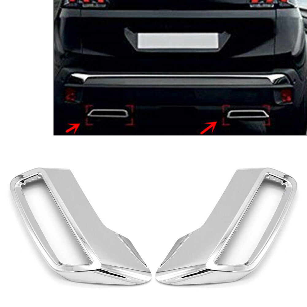 Exhaust Muffler Tail Pipe Cover Trim Stainless Steel for Peugeot 3008 5008 16-19