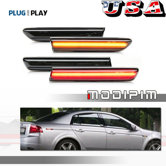 4-pack of smoked LED front and rear bumper side marker lights for 2004-2008 for Acura TL