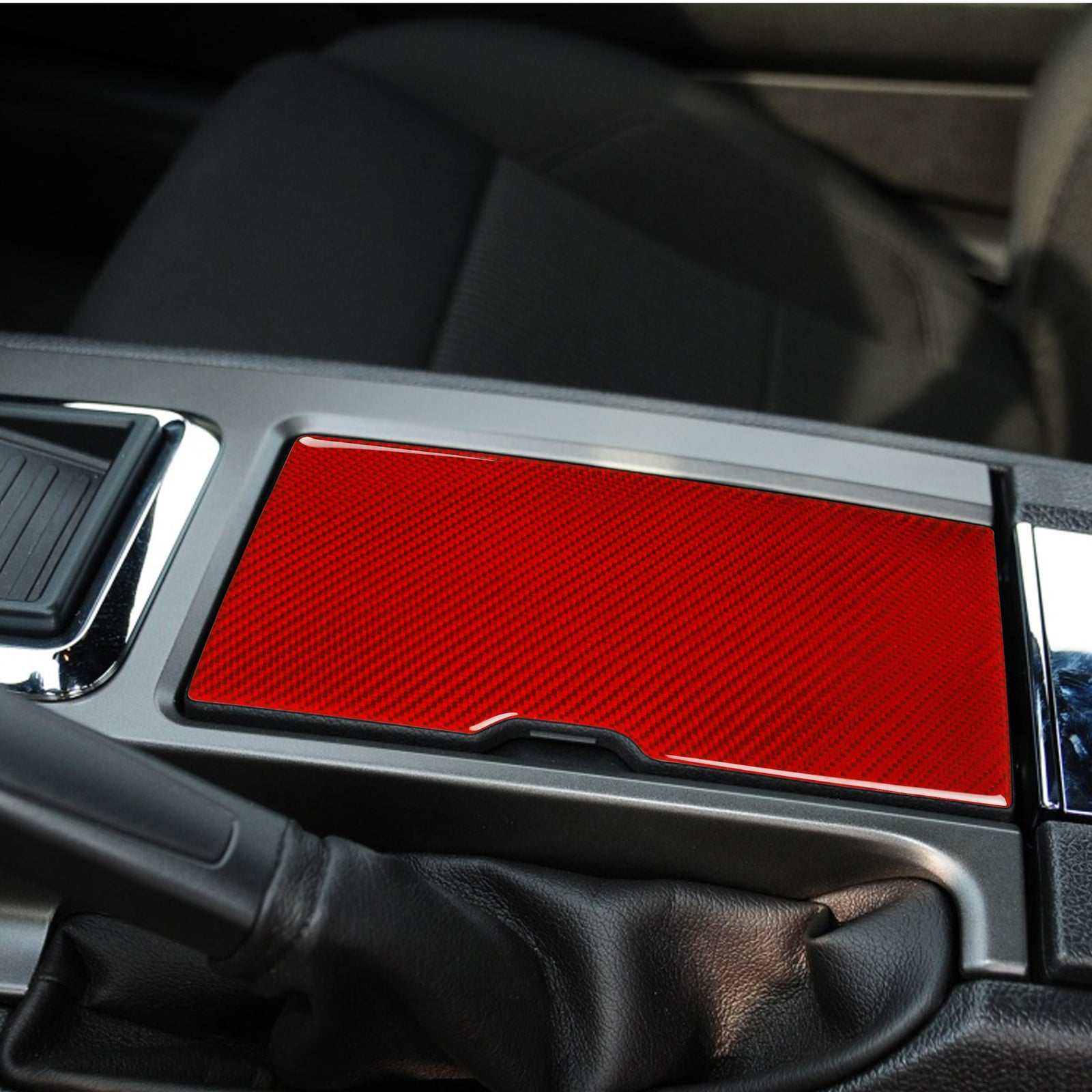 Red carbon fiber cupholder cover trim is suitable for Ford for Mustang 2009 - 2013