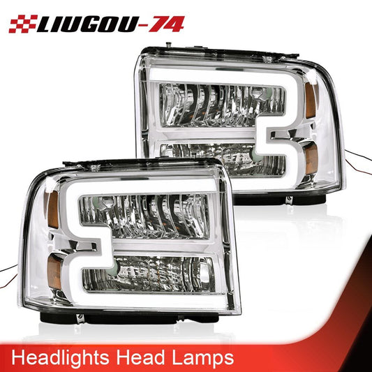 [LED DRL BAR] Headlights suitable for 2005, 2006, and 2007 for Ford F350, F450, and F550 Super Duty