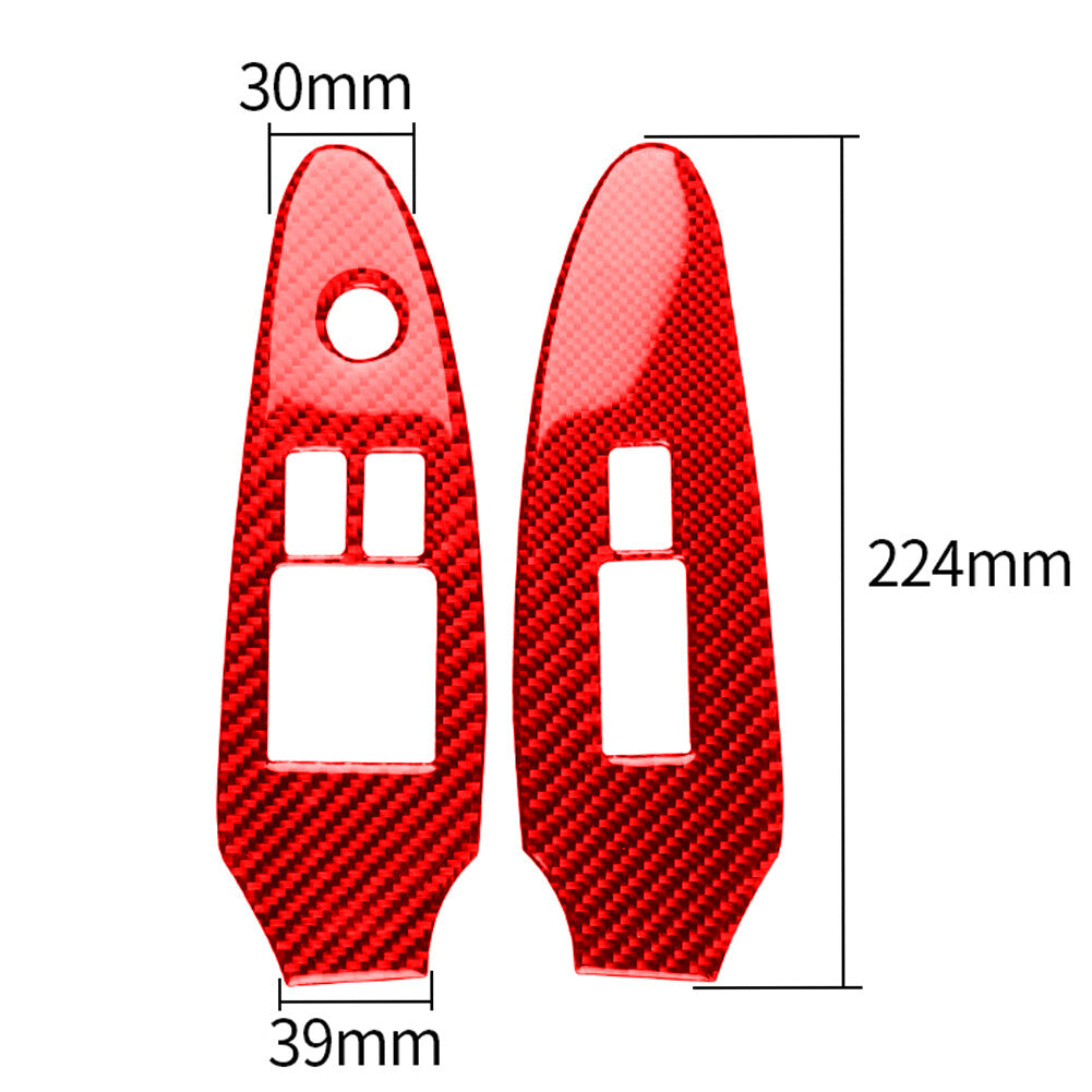 2Pcs Red Carbon Fiber Window Switch Panel Cover Trim For 2009-2020 for Nissan 370Z