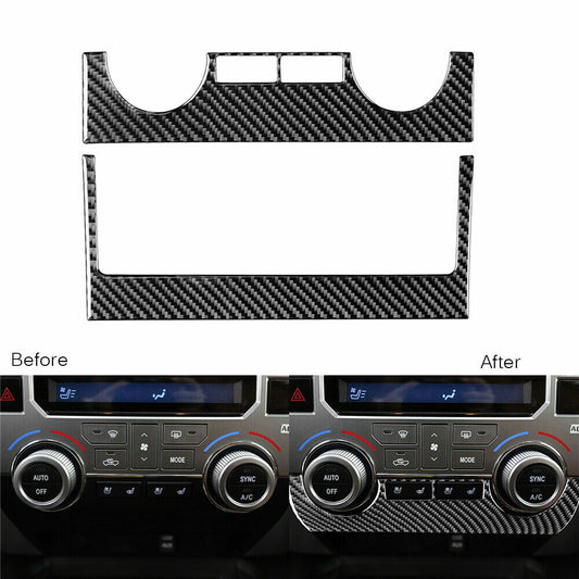 2Pcs Carbon Fiber Interior AC Switch Panel Cover Fit for Toyota Tundra 2014-18