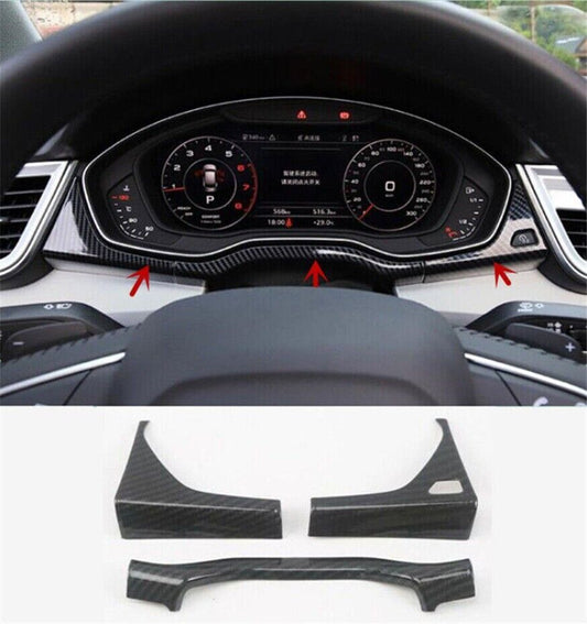 for Audi Q5 2018-24 Carbon Fiber Instrument Panel Dashboard Strip Trim Cover 3P