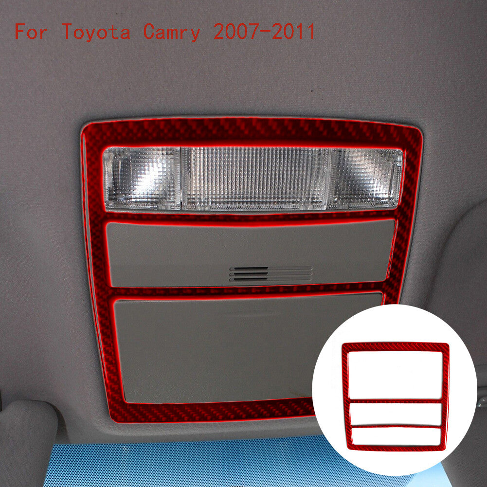 Red Carbon Fiber Overhead Readling Light Frame Trim for Toyota for Camry 2007-2011