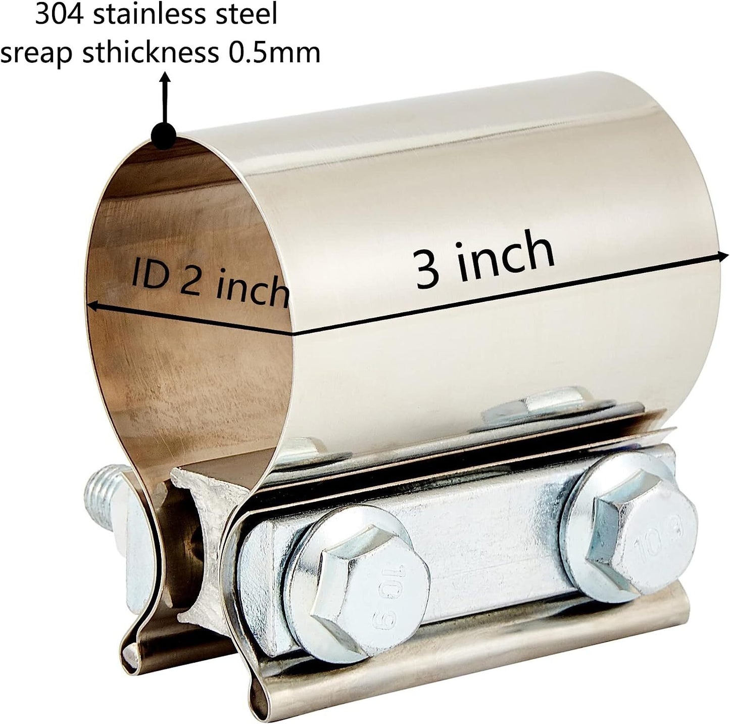 3 Inch Exhaust Clamp Butt Joint Band Clamp Sleeve Coupler SS304 for Exhaust Pipe